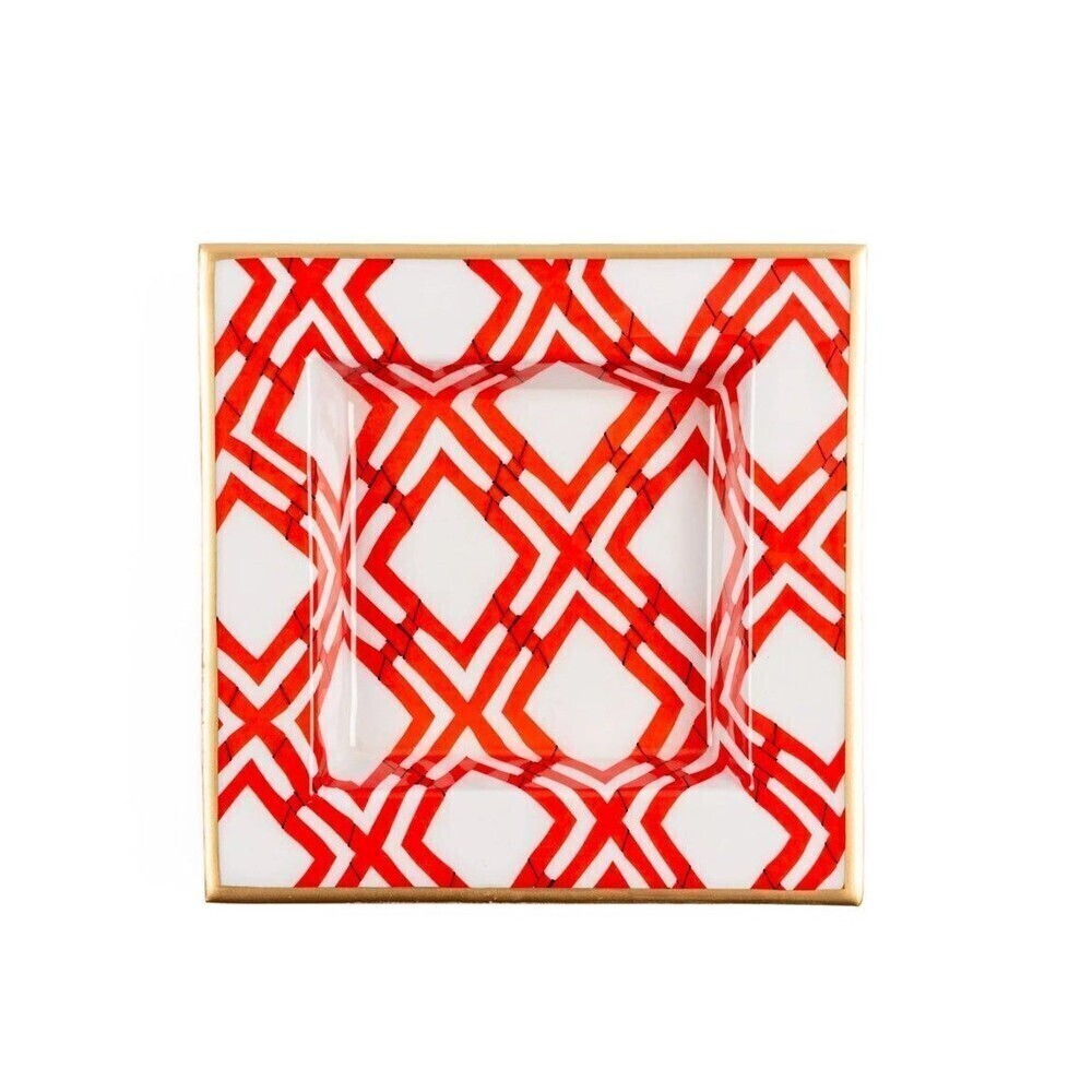 Jayes studio Cane Enameled Smidge Tray red white